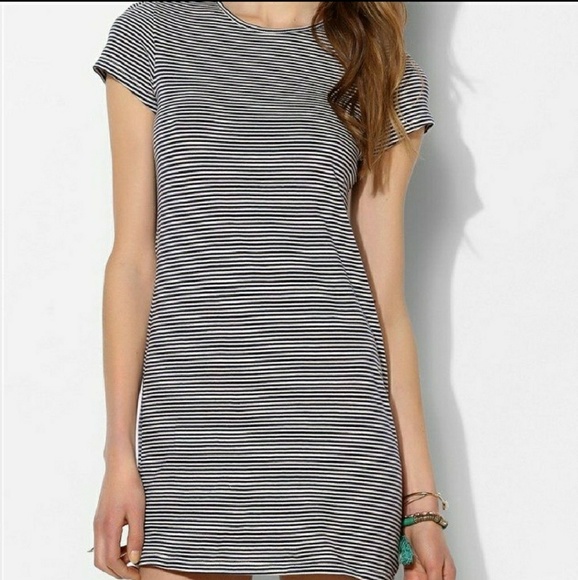 blue dress for baby girl White Stripe Ruffled Short Sleeve Crew Neck T Shirt Shift Mini Dress White Stripe / XL / 95%Polyester+5%Elastane main image 0